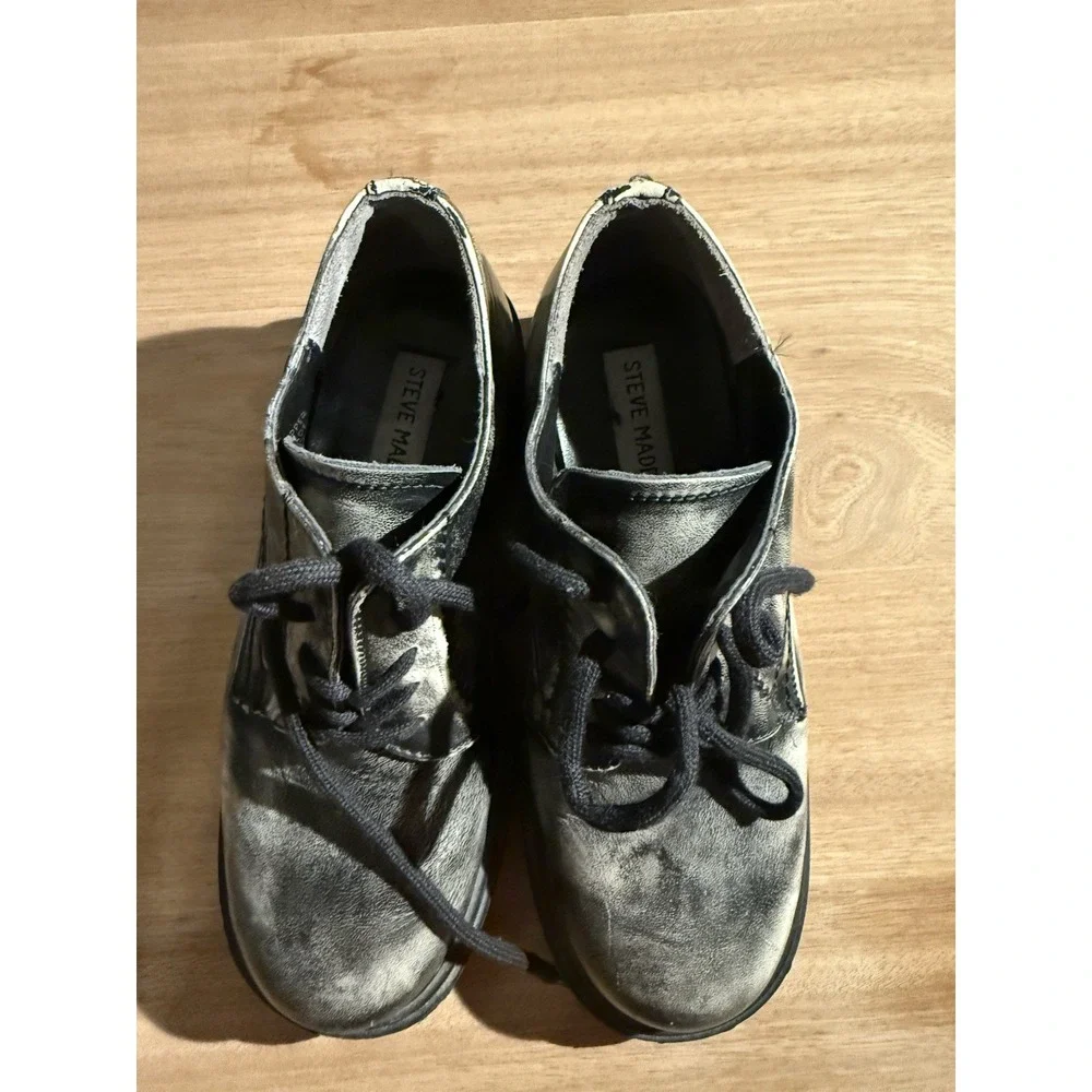 Vintage Steve Madden Bali 90s Platform Oxford Shoes Sz 8 Distressed Black Grunge